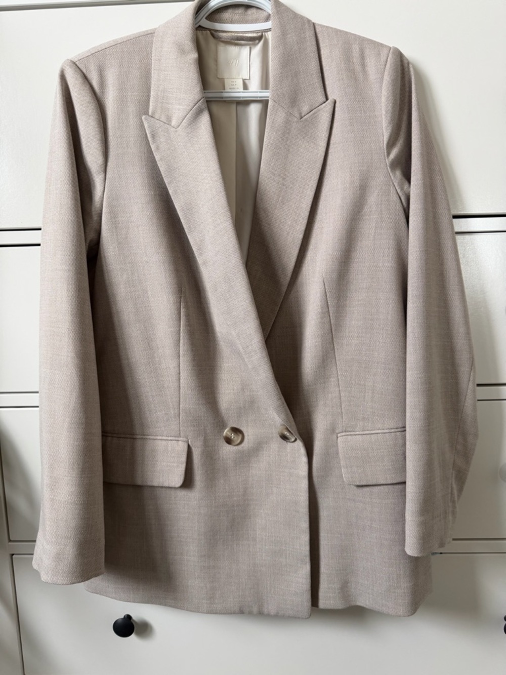 H&M Neutral Beige Double-Breasted Blazer